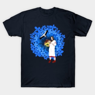 Ukrainian woman, Stork and flowers T-Shirt